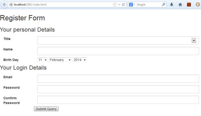 Display Register Form